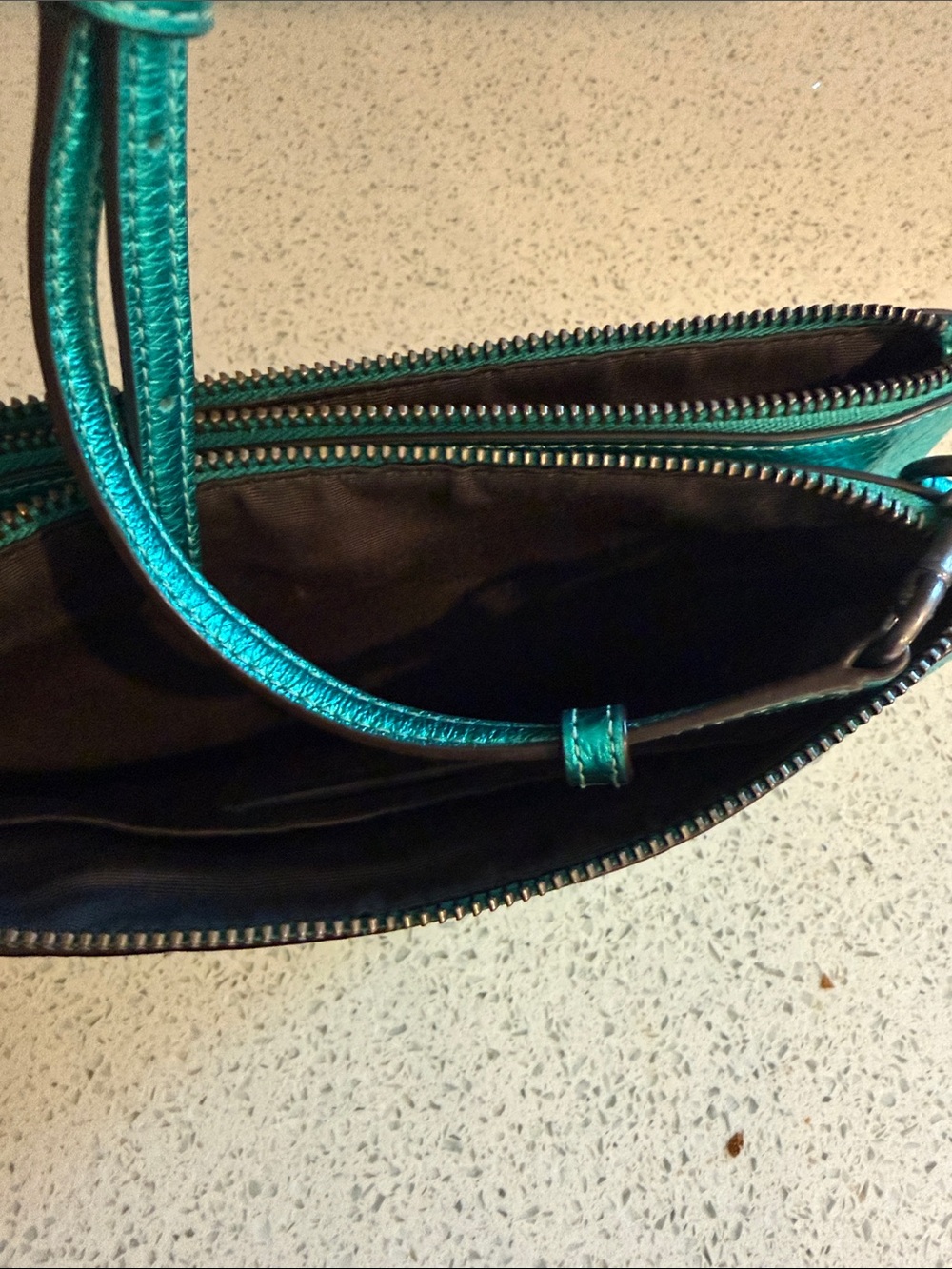 Coach Metallic Teal Leather Crossbody Bag - Picture 5 of 6
